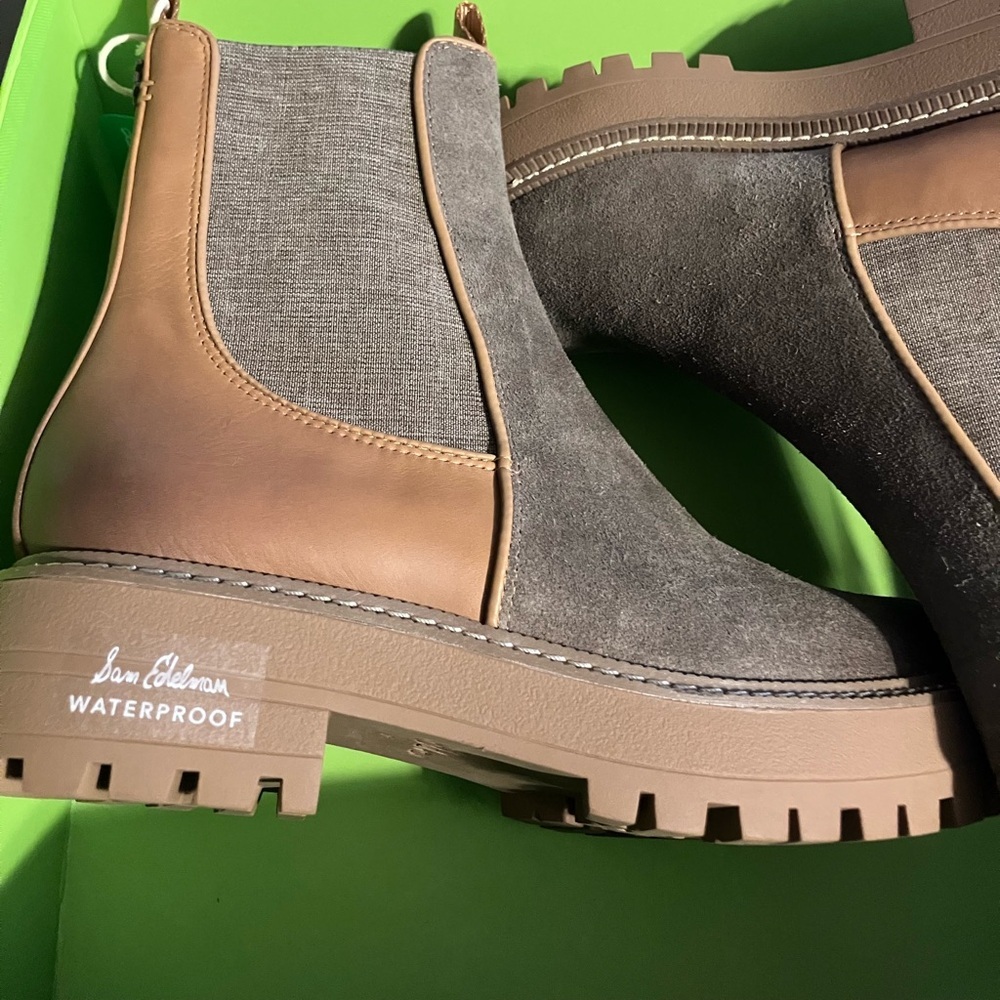 Sam Edelman Laguna2 Waterproof suede boots in Desert Olive (camel & tan) 6.5 - Picture 2 of 7